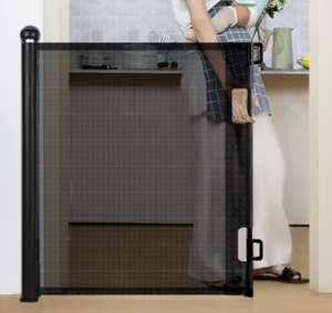 lot 195 image: Comomy Retractable Mesh Baby Gate, Safety Gates for Stairs Doorway, 33Tall Extends to 71Wide, Black
