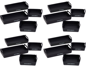 lot 409 image: LOT OF 4 Kitchen HQ 4-piece Silicone Sheet Pan Divider Inserts with Handles (Colors May Vary)