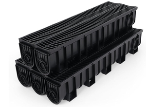 lot 437 image: FAHKNS 5 Pack Trench Drain System, Channel Drain with Plastic Grate, Driveway Drainage Channel Systems,Channel Drain Pipe Outdoor Trench Drainage System,5.9X7.5X39 Inch (USED, Transit Damage See Photos)