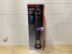lot 457 image: Honeywell Black Quiet Set Oscillating Tower Fan, 30ft Air Circulation Power, 8 Speed, Auto off Timer