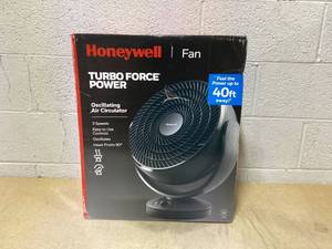 lot 464 image: Honeywell Turbo Force Oscillating Floor Fan Black Portable Electric Fan for Rooms, Adjustable Tilt, 3 Speeds