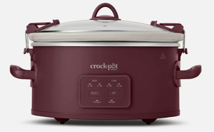 lot 130 image: Crock-Pot 6qt Cook & Carry Programmable Slow Cooker Ceramic Lambrusco Red (Not Tested)