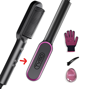 lot 139 image: TYMO Hair Straightener Brush, TYMO Ring Hair Straightener Comb Straightening Brush for Women with 5 Temps 20s Fast Heating & Dual Voltage, Black