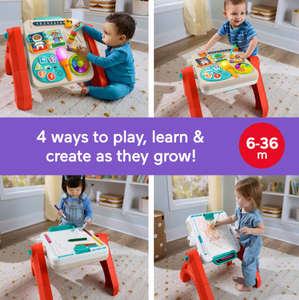 lot 142 image: Fisher-Price 4-In-1 Activity Table &amp Easel, Baby &amp Toddler Electronic Learning Toy, Multilanguage Version (Maybe Missing Hardware)