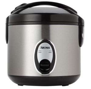 lot 458 image: Aroma 8 Cup Rice Cooker Stainless Steel ARC-904SB Digital Rice Maker, Automatic Shut-Off, Reheat & Steam Functions