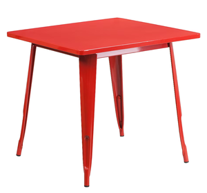 lot 493 image: Flash Furniture Red ContemporaryModern Metal Dining Table, with Red Finish and Metal 31.5-in L x 29.5-in H