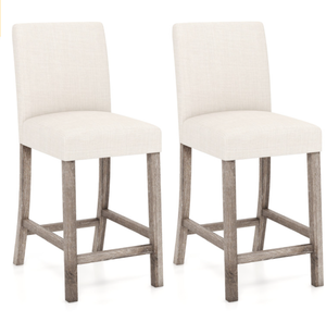 lot 252 image: Costway Counter Height Bar Stools Set of 2 with Back and Footrest
