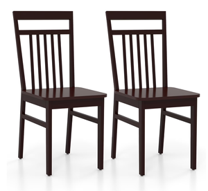 lot 254 image: Costway Farmhouse Dining Chair Set of 2 Armless Wooden Chair with Slanted High Backrest