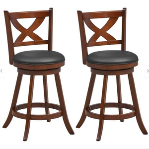 lot 256 image: Costway Set of 2 Bar Stools Classic Counter Height Swivel Chairs