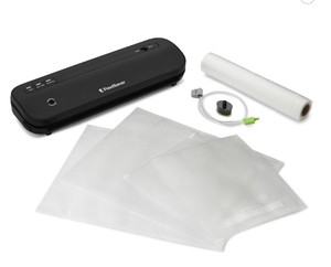 lot 284 image: FoodSaver Space-Saving Vacuum Sealer with Bags and Roll Black Compact Food Savers Vacuum System, Plastic & Metal