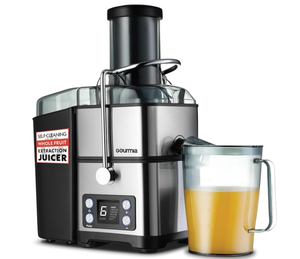 lot 289 image: Gourmia 6 Speed Digital Juice Extractor - 6 Speeds with Extra-Wide Chute, Pulse Mode, Self-Clean Cycle, 36 oz Pitcher, Pulp Container & Cleaning Brush, Stainless Steel