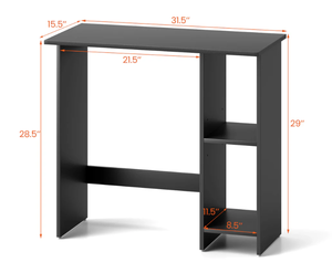lot 298 image: Costway Small Computer Desk with Storage and Adjustable Shelf-Black