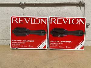 lot 273 image: LOT OF 2 Revlon One-Step Volumizer and Hair Dryer Brush, Black