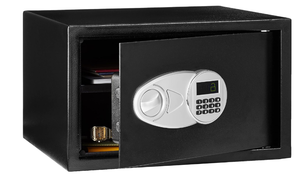 lot 203 image: Amazon Basics Steel Security Safe and Lock Box with Electronic Keypad, Easy to Use, Secure Cash, Jewelry, Documents, Black, 1.2 Cubic Feet, 16.9-x-14.6-x-10.6-inches (Keys inside)
