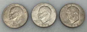 lot 11 image: LAST ONES 1972 Plain No Mint Mark Eisenhower One Dollar Coins