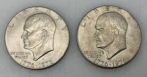 lot 12 image: LAST ONE 1776-1976 Type One Wide Print Bicentennial Eisenhower One Dollar Coin