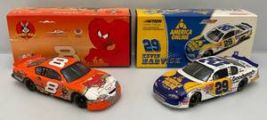 lot 64 image: Misc. NASCAR 124 Scale Die Cast Stock Cars Kevin Harvick &amp Dale Jr. in Original Boxes