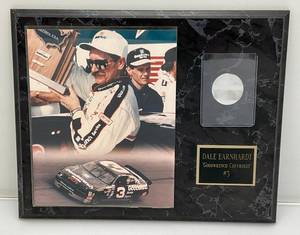 lot 67 image: 12 x 15 Dale Earnhardt Goodwrench Chevrolet #3 Plaque With 8 x 12 Photo and Card Holder