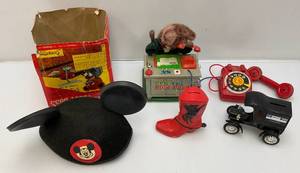 lot 177 image: Misc. Vintage Toys And More Including Mickey Mouse, Battery Operated VIP The Busy Boss And More