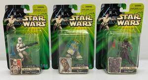lot 186 image: 2001 STAR WARSS Clone Wars R3-T7, Zam Wessell And Clone Trooper Action Figures (New Old Stock)
