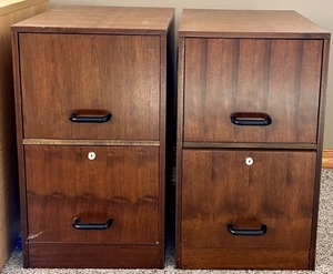 lot 62 image: Wood Veneer Filing Cabinets