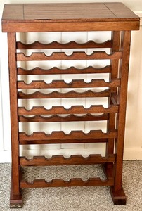lot 203 image: Wine Rack - Curved-Slot Bottle Holder in Solid Wood