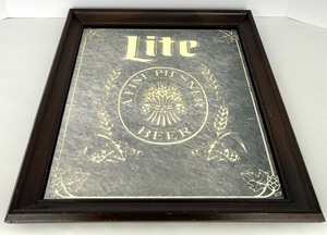 lot 211 image: Framed Miller Lite Beer Sign