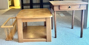 lot 233 image: Wooden End Table, Table with Drawer and Magazine Holder- 3-Piece Set