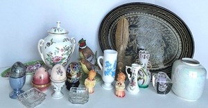 lot 245 image: Decorative Porcelain &amp Glass Lot including Marble eggs
