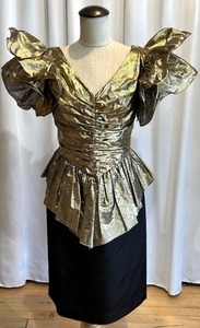 lot 259 image: Vintage Metallic Lam Peplum Dress - Candi Jones