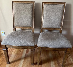 lot 12 image: Pair of Samson International Dining Chairs with Wood Trim - #1