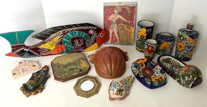 lot 186 image: Assorted Hand-Painted Ceramics - Vases & Fish Motifs
