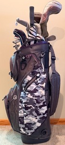 lot 127 image: Adams Golf Bag & Ray Cook Classic Plus Chipper & Irons with Red Grips & Umbrella