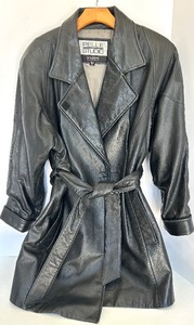 lot 195 image: Pelle Studio by Wilsons Black Leather Belted Jacket Size Small