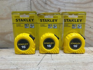 lot 34 image: Stanley 16 ft. L X 0.75 in. W Tape Measure (lot of 3)