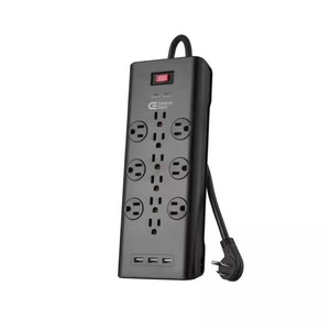 lot 57 image: Commercial Electric 6 ft. 12-Outlet Black Surge Protector with USB