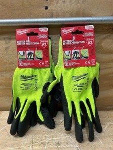 lot 73 image: XX-Large High Visibility Level 3 Cut Resistant Polyurethane Dipped Work Gloves lot of 2