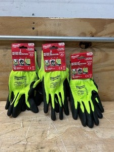 lot 74 image: XX-Large High Visibility Level 3 Cut Resistant Polyurethane Dipped Work Gloves lot of 3