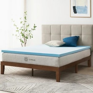 lot 125 image: Zinus 2 Green Tea Cooling Gel Memory Foam Mattress Topper, Queen