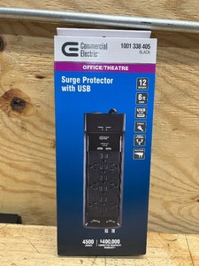 lot 173 image: 6 ft. 12-Outlet Surge Protector with Coax and USB RJ45, Black