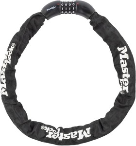 lot 180 image: Master Lock 3ft Long x 516in (8mm) Diameter Hardened Steel Chain with Integrated Resettable Combination Lock