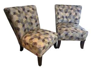 U - Pair of H. M. Richards Patterned Accent Chairs