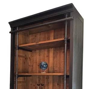 ML - Industrial Wood and Metal Tall Bookcase Shelf