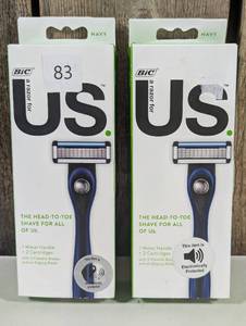lot 83 image: BiC Us. 5-Blade Unisex Razor Handle  2 Blade Refills  (set of 2)