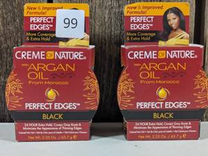 lot 99 image: Creme Of Nature Argan Oil Perfect Edges Black 2.25 oz  (set of 2)