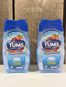 lot 76 image: TUMS Extra Strength Antacid Smoothies Berry Fusion Chewable Tablets (set of 2)