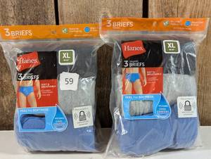 lot 59 image: Hanes Mens Tagless Briefs ComfortSoft Waistband, Extra Large, 3 pk (set of 2)