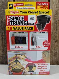 lot 60 image: AS-SEEN-ON-TV, Hanger Hooks Triple Closet Space 18 PC Value Pack