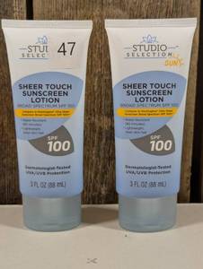 lot 47 image: Studio Selection 3oz. SPF 100 Sheer Touch Sunscreen Lotion (set of 2)