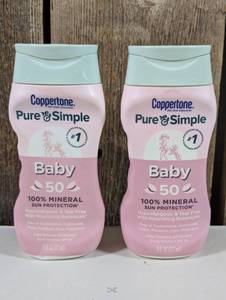 lot 38 image: Coppertone Pure & Simple Baby Mineral Sunscreen - SPF 50 - 6 fl oz  (set of 2)